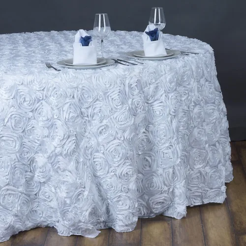 Miniatura 10 de BalsaCircle Mantel redondo con rosetas elevadas de satén champán de 132 pulgadas, para bodas, fiestas, comedor