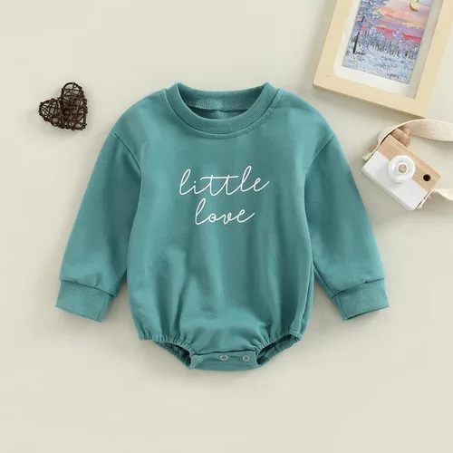Miniatura 17 de SOLILOQUY Traje de manga larga con cuello redondo para el primer día de San Valentín para bebé niño y niña, mameluco de corazón de amor