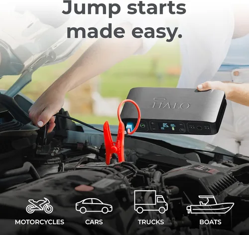 Miniatura 2 de HALO Bolt Air 58830 Arrancador de batería portátil para automóvil Compresor de aire de 100 PSI, banco de energía USB de 58.8Wh, luz inundante