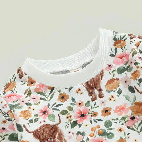 Miniatura 51 de Mandizy Conjunto de ropa de bebé niña otoño 3 6 9 12 18 24 meses sudadera de manga larga y pantalones con estampado floral y diadema