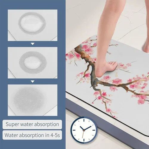 Miniatura 6 de Tapete de barro de diatomea de alta calidad, suave, súper absorbente con parte inferior antideslizante para baño, tocador, habitación de invitados
