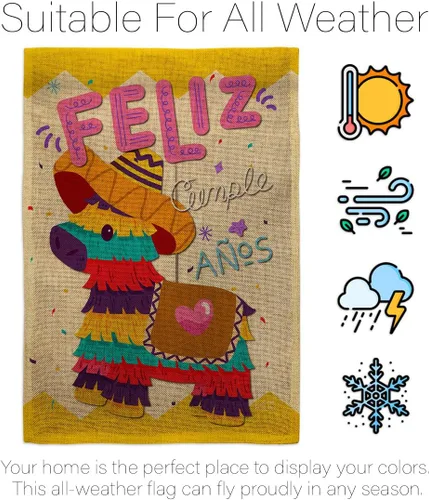 Miniatura 6 de Bandera de jardín de arpillera de Feliz Cumpleaños, regalo de pastel de cumpleaños, regalo de ramo de caramelos, ocasión de aniversario, fiesta