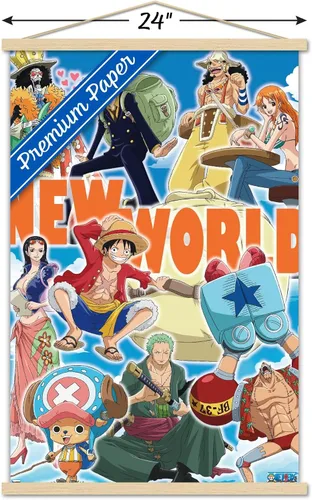 Miniatura 3 de Trends International One Piece - Póster de pared New World, 22.37 x 34.00 pulgadas, paquete de impresión premium y colgador de madera de haya