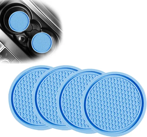 Miniatura 7 de Paquete de 4 posavasos para automóvil, portavasos universales para automóvil, posavasos suaves de silicona para portavasos de automóvil, adecuados