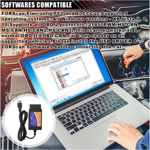 Miniatura 6 de ELM327 OBD2 Adaptador USB, herramienta de codificación de diagnóstico, escáner ELMconfig OBDII herramienta de escaneo con interruptor MS-CAN/HS-CAN