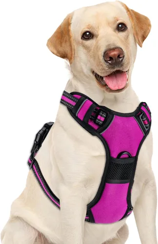 Miniatura 8 de Arnés para perro sin tirones, chaleco ajustable reflectante con clip frontal para mascotas con asa de fácil control para perros medianos y grandes