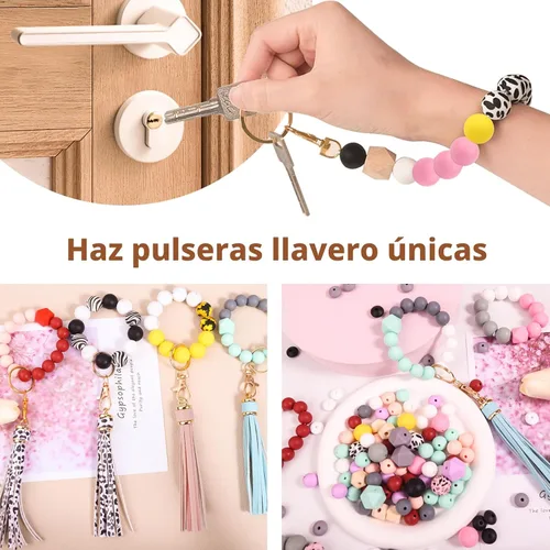 Miniatura 5 de CZWZ Juego de 141 cuentas de silicona para hacer llaveros de 0.59 pulgadas, 0.47 pulgadas, redondas, 0.554 pulgadas, 0.555 pulgadas, cuentas sueltas