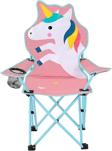 Miniatura 26 de KABOER Silla plegable para césped y camping para niños con portavasos y bolsa de transporte, sillas de camping para niños rosado sirena