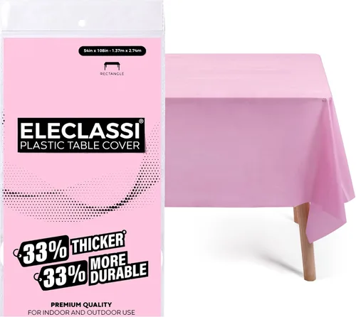 Miniatura 23 de Eleclassi Negro Paquete de 12 Manteles Redondos de Plástico Desechables Premium - Manteles de Mesa de Plástico Redondos de 84 Pulgadas para Fiestas