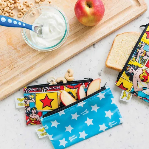 Miniatura 2 de Bolsas para botanas reutilizable para bebés Bumkins, Mujer Maravilla, S, Mujer maravilla G3 Wonder Woman-Sm