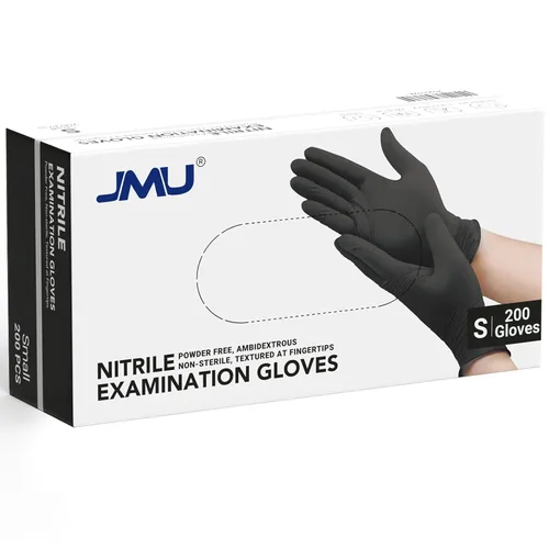Miniatura 38 de JMU Guantes negros de nitrilo a granel mediano, caja de 1200, 3.5 mil, sin látex sin polvo