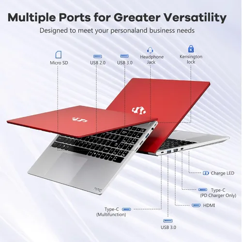 Miniatura 5 de NIMO Portátil FHD lPS-Business-de 15.6", i5-12450H, 8 núcleos, 16 GB de RAM, 1 TB SSD (Beat i7-11800H, hasta 4.4 GHz) Ordenador estudiantil con Rojo