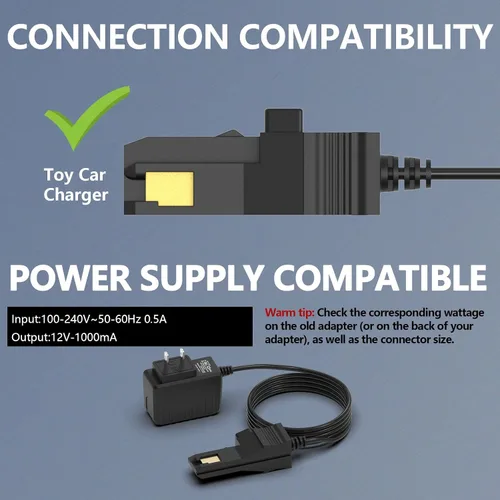 Miniatura 7 de Hafiuege Cargador de 12 V compatible con Power Wheels batería gris, batería superior naranja, gris Fisher-Price, cable de alimentación de juguetes