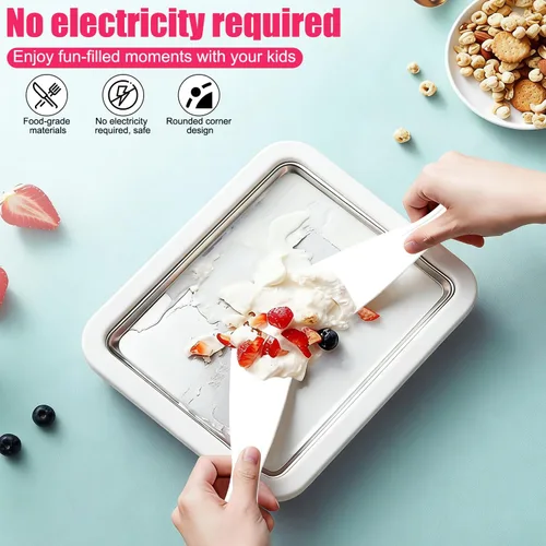 Miniatura 4 de Máquina de helados instantáneos, máquina de helados enrollados, placa de yogur congelado, rollo instantáneo de gelato instantáneo, hecho en casa