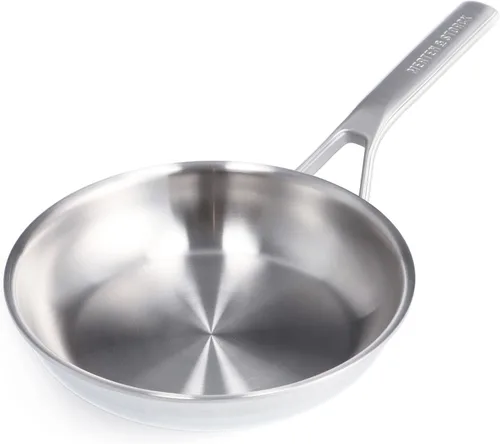 Miniatura 10 de Merten & Storck Sartén de acero inoxidable de tres capas de 10 pulgadas, cocina profesional, revestimiento múltiple, se calienta uniformemente