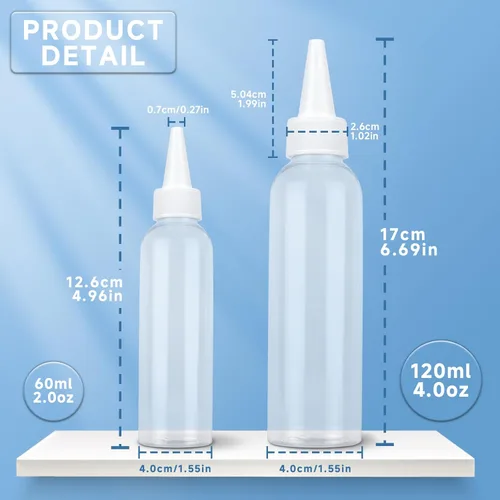 Miniatura 7 de TRENDBOX Aplicador de botellas de plástico transparente de 2 onzas con tapa superior giratoria sin BPA para aceites y líquidos para el cabello