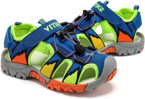 Miniatura 31 de JMFCHI Sandalias deportivas de verano para niños y niñas, sandalias de punta cerrada para exteriores, zapatos atléticos para agua, sandalias