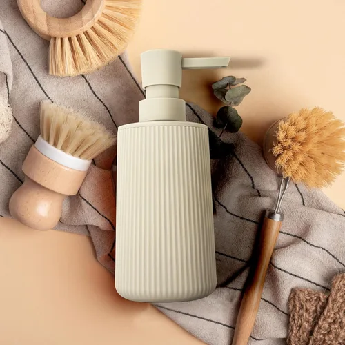 Miniatura 7 de Dispensador de jabón líquido, 2 unidades, 8.5 onzas, loción beige mate, dispensador de jabón desinfectante de manos con bomba fácil de presionar
