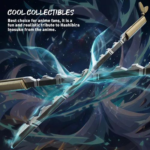 Miniatura 4 de Set de construcción de espadas, bloque de construcción de espada doble de 40 pulgadas Hashibira Inosuke con soporte, juguete de construcción