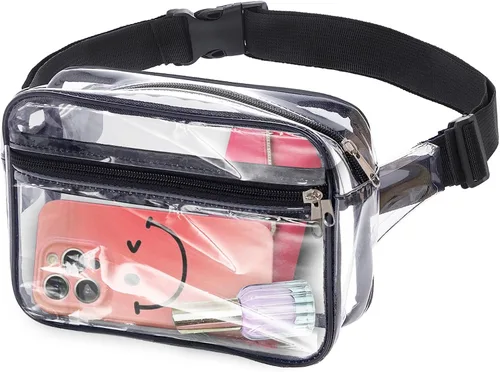 Smilelife Riñonera transparente aprobada para estadios, bolsa cruzada de pecho transparente para conciertos, viajes, deportes, festivales de música,