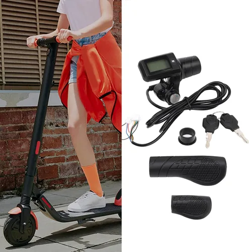 Miniatura 8 de Empuñadura de acelerador de scooter eléctrico, pantalla LCD, acelerador de media torsión para viajeros E Scooter Grip compatible con manillares