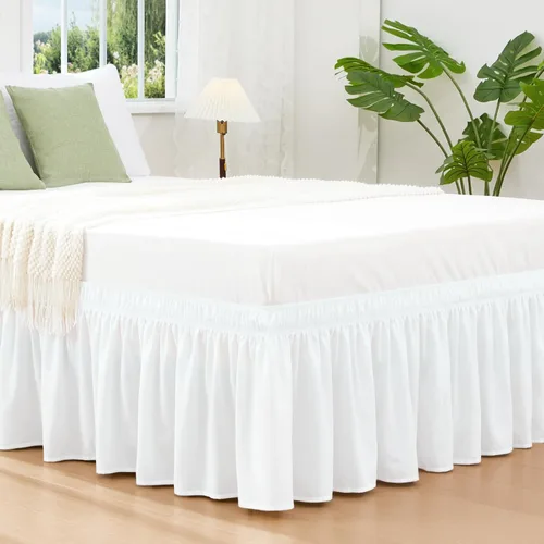 Miniatura 18 de Vocander Falda de Cama Rosa Tamaño Individual con Caída de 14 Pulgadas, Falda de Cama Elástica con Volantes Antipolvo, Fácil de Colocar, Faldas