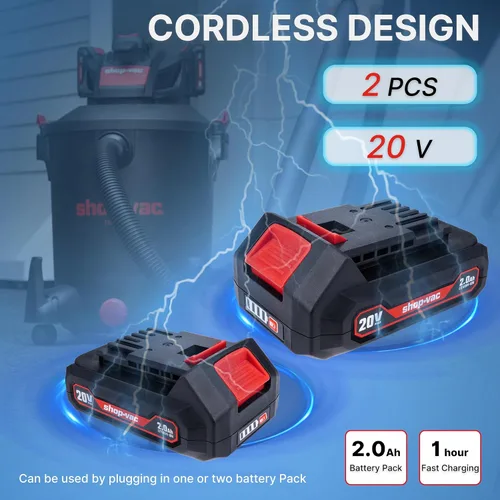 Miniatura 7 de Shop-Vac 5430031 Aspiradora inalámbrica húmeda/seca de 10 galones y 20 V con manguera de 1.5 pulgadas x 7 pies, incluye (2) varitas de extensión