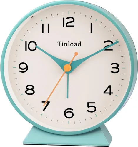 Miniatura 12 de Tinload Reloj despertador analógico retro antiguo de 4.5 pulgadas, pequeño reloj silencioso de mesita de noche con luz manual, funciona