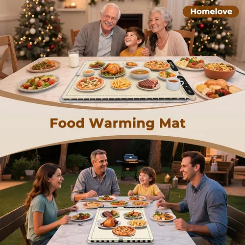 Miniatura 7 de Homelove Tapete de calentamiento para alimentos – Bandeja de calentamiento eléctrica rápida de superficie completa con 7 ajustes de temperatura