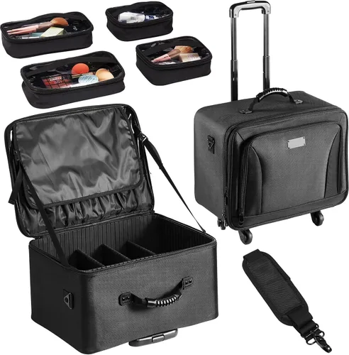 Miniatura 12 de VEVOR Makeup Train Case Professional Makeup Storage Organizer Box Make Up Carrier for Women and Girls
