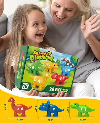 Miniatura 7 de 26 piezas de juguetes de aprendizaje del alfabeto de dinosaurios para 18M+, juguetes educativos Montessori para niños de 3, 4, 5 años, actividades