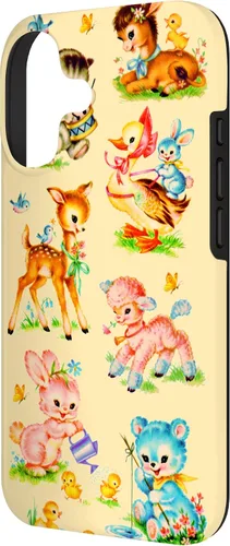 Miniatura 2 de Vintage Baby Animals Nursery 50's Retro Yellow Case for iPhone 17