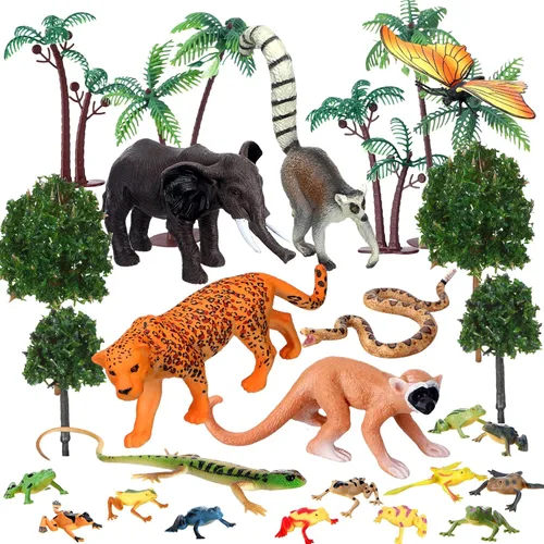 Miniatura 7 de MiniInflat Juego de 25 figuras de animales del desierto para proyectos escolares, juguetes de diorama del desierto para niños con cactus de camello