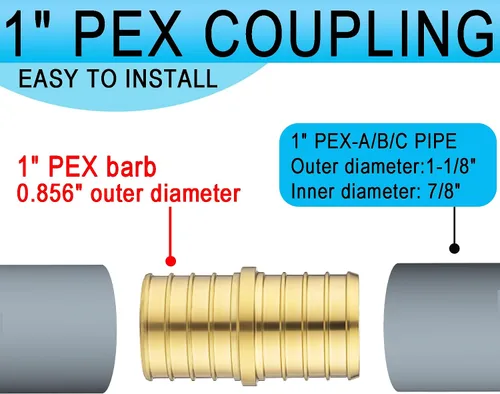 Miniatura 3 de Acoplamiento de engarce de púas PEX de 1 pulgada para tubería PEX-A/B/C (paquete de 15)