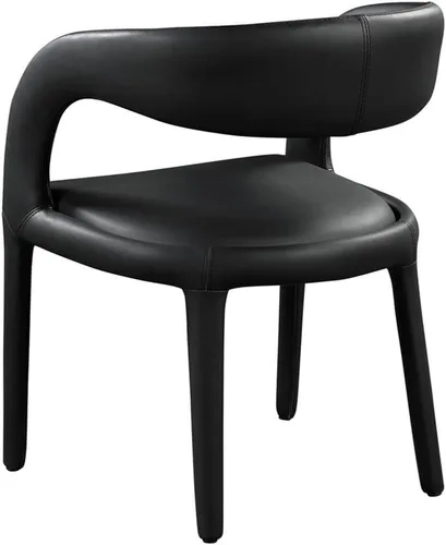 Miniatura 7 de Meridian Furniture 987Black-C Sylvester Collection Modern Silla de comedor tapizada de cuero vegano contemporáneo con respaldo redondeado, 23.5