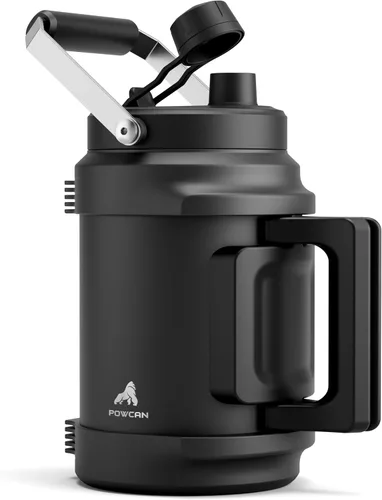 Botella de agua aislada de 64 oz para gimnasio: tapa de boquilla de pajita 2 en 1, asa doble, a prueba de fugas, mantiene el frío 36H, jarra de agua