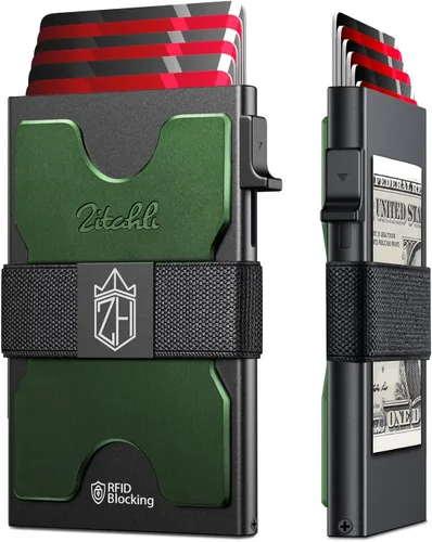 Miniatura 10 de Zitahli Cartera novedosa para niños y hombres, tarjetero delgado con capacidad para 6 + 6 tarjetas, funda de tarjeta de metal, carteras minimalistas