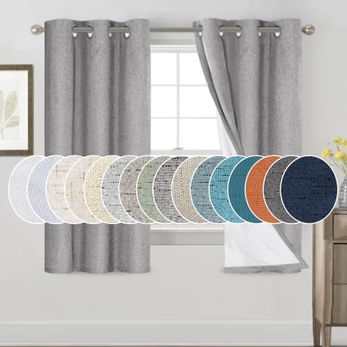 Miniatura 118 de Primitive - Cortinas opacas 100 % de lino texturizado natural para dormitorio, sala de estar, cortinas para ahorra energía, tela de arpillera
