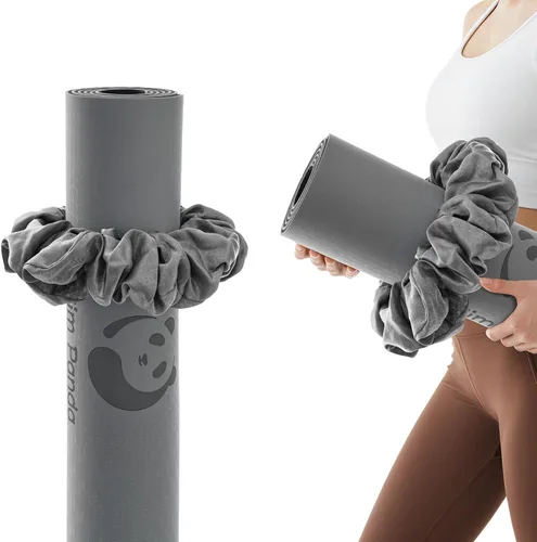 Miniatura 9 de Slim Panda Tapete de yoga Scrunchie, asegura tu tapete con estilo y linda, correa de transporte de tela de terciopelo elástica duradera que se