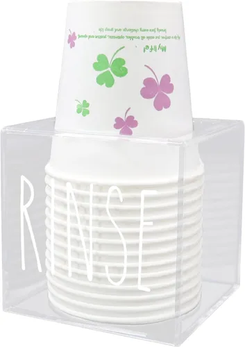 Miniatura 7 de Dispensador de vasos de papel Dixie de acrílico negro, portavasos desechables con organizador de enjuague, portavasos de 3/5 oz, organizador