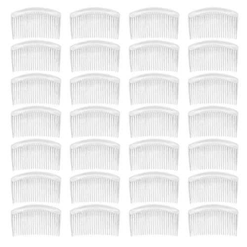 Miniatura 5 de Paquete de 28 peines laterales de plástico negro pequeño con dientes largos, horquillas para el cabello, pinzas de pasador, lazos para mujeres, velo