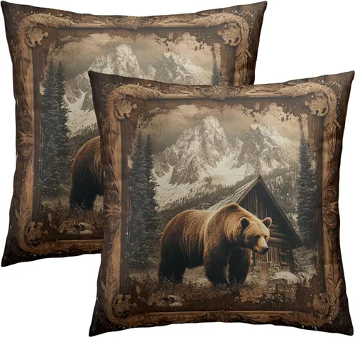 Miniatura 39 de Funda de almohada marrón con estampado de leopardo - 2 piezas Funda de almohada de guepardo de 16x16 pulgadas Fundas de almohada de algodón