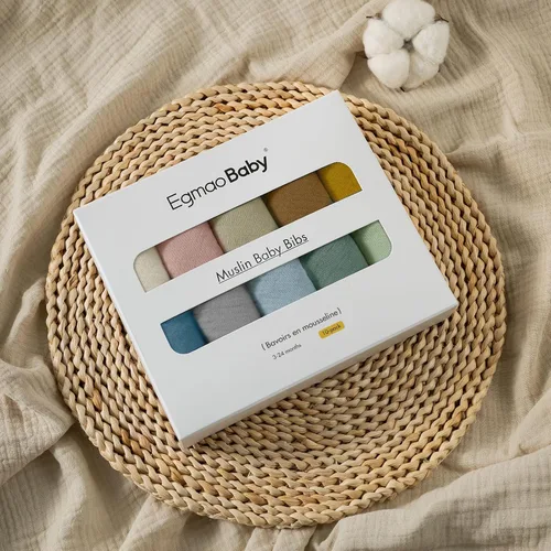Miniatura 2 de egmao baby Baberos de muselina para babear y dentición, paquete de 10 baberos para niños y niñas, 100% algodón suave para bebés, recién nacidos
