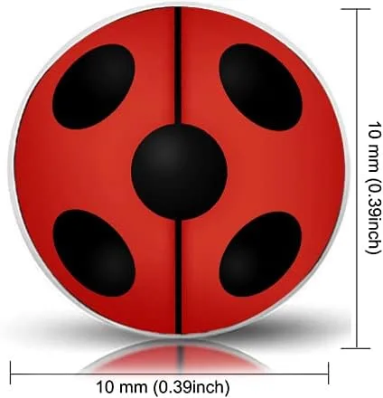 Miniatura 2 de Pendientes de mariquita de acero inoxidable quirúrgico 316L, aretes de botón redondo de 0.394 in