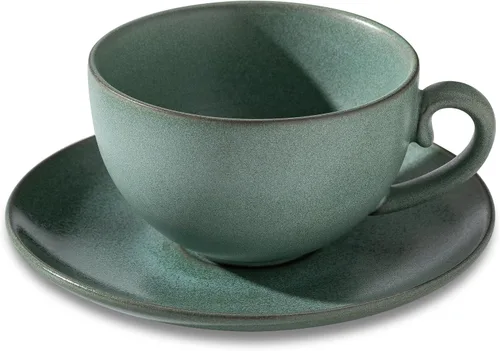 Miniatura 10 de Taza de Cerámica para Arte Latte con Platillo - 10 oz, Fondo Redondo para Vertidos Perfectos - Tazas de Café para Capuchino, Espresso, Café, Té