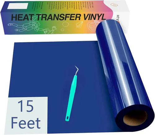 HTVRONT - Rollos de vinilo termotransferible (HTV) azul marino, 12 pulgadas x 15 pies de vinilo de planchado para Cricut y Silhouette Cameo, para