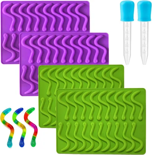 Miniatura 21 de Moldes redondos para caramelos de gomitas, 220 moldes de silicona para caramelos con 2 cuentagotas para caramelos duros, gomitas, caramelos
