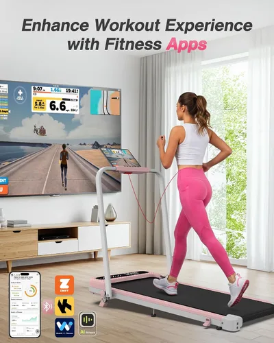 Miniatura 5 de WELLFIT Caminadora plegable con inclinación, capacidad de 320 libras, caminadora para caminar con barra de agarre, caminadoras portátiles