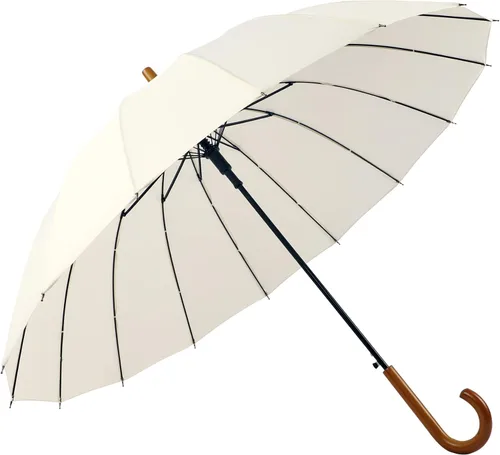Miniatura 102 de SoulRain Paraguas de palo de 16 varillas de 48 pulgadas, apertura automática, color sólido, moderno y simple, mango de madera clásico de arco