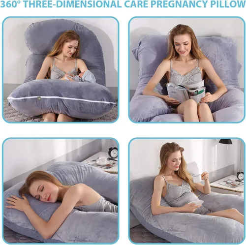 Miniatura 3 de BATTOP Almohada de embarazo para dormir, almohada de maternidad de cuerpo completo con funda extraíble lavable, soporte para espalda, caderas